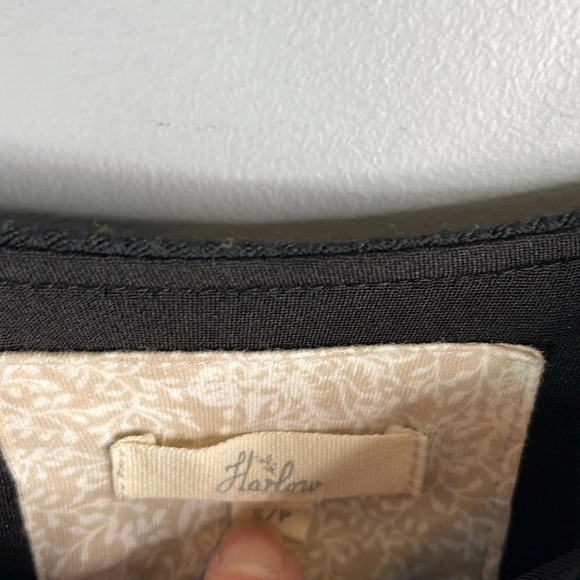 HARLOW Black Ribbed Sleeveless A-line Mini Tank Dress Lined Spaghetti Strap S - Picture 6 of 9